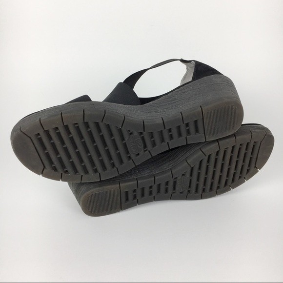 The Flexx Womens Size 6.5 Happy Daze Black Elastic Platform Wedge Sandals Shoes - Picture 8 of 9